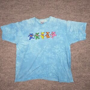 Grateful Dead Dancing Bears T-Shirt Men's XL Blue Tie Dye Liquid Blue 1997